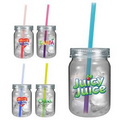 24 Oz. Plastic Mason Jar w/ Mood Straw (Full Color Digital)